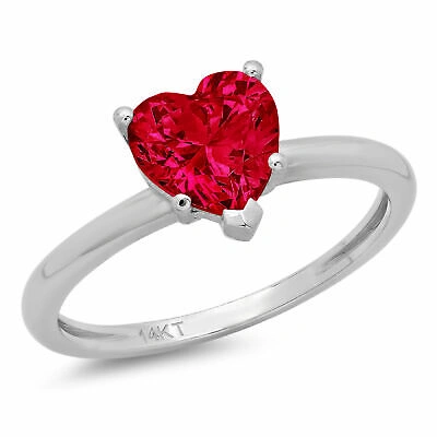 Pre-owned Pucci 1ct Heart Cut Designer Statement Bridal Simulated Tourmaline Ring 14k White Gold In Red