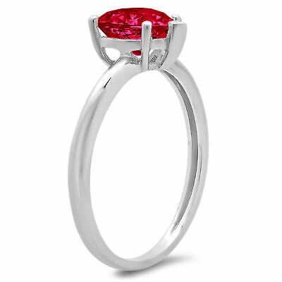 Pre-owned Pucci 1ct Heart Cut Designer Statement Bridal Simulated Tourmaline Ring 14k White Gold In Red