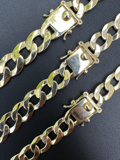 Pre-owned Silver Flat Curb Cuban Link Chain Necklace Real 14k Gold Plated 925  Box Clasp