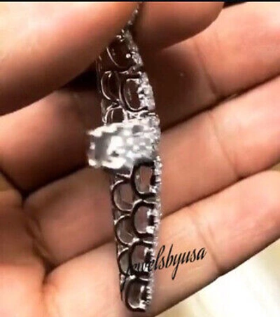 Pre-owned Nsg Real Moissanite Men's Floral Cross Pendant White Gold Plated Silver Free Rope