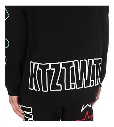 Shop Ktz Logo-appliquéd Cotton-jersey Hoody In Black