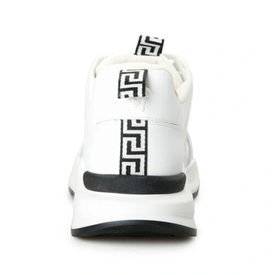 Pre-owned Versace Women's White Canvas Leather Logo Sneakers Shoes