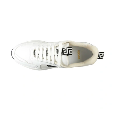 Pre-owned Versace Women's White Canvas Leather Logo Sneakers Shoes