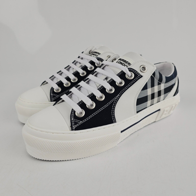 Pre-owned Burberry Kai Men's Blue And White Sneakers
