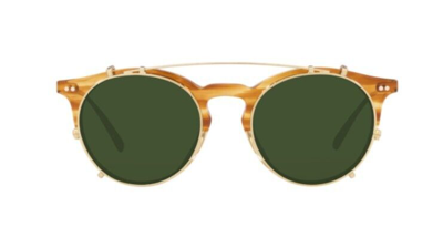 Pre-owned Oliver Peoples 0ov5483m Eduardo 167471 Honey Vsb/green Eyeglasses With Clip-on