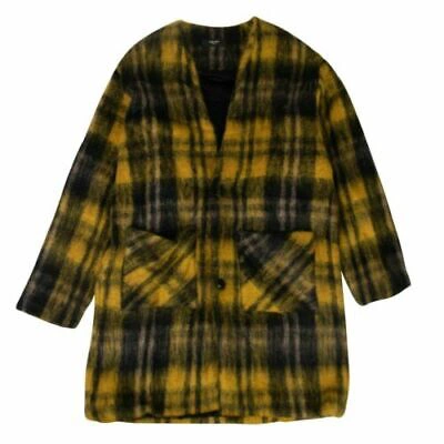 Pre-owned Amiri Black And Yellow Plaid Mohair Blend Cardigan Coat Size Xs $2200