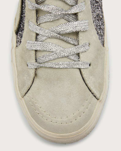 Pre-owned Golden Goose Slide Classic Glitter Leather Sneakers Grey/black 4291- Retail $680