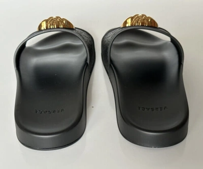 Pre-owned Versace $450  Gold Medusa Head Slides Sandaals Black 10 Us (40 Euro) Italy