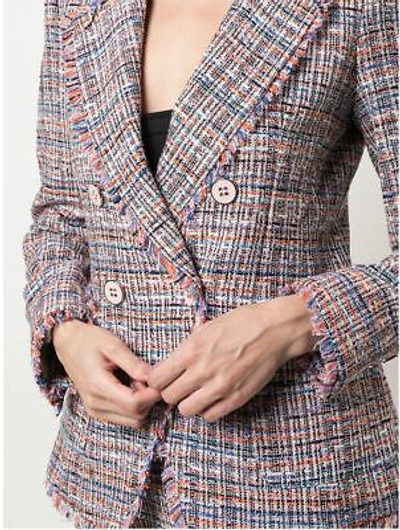 Pre-owned Veronica Beard Sz 12  Theron Pink Tweed Jacket Womens Blazer Plaid $650