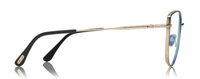 Pre-owned Tom Ford Ft 5667-b 005 Black Enamel Front Gold/blue Block Eyeglasses In Clear