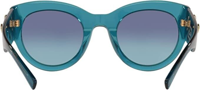 Pre-owned Versace 4353bm 53164s Cat Eye Transparent Turquoise Blue Womens Sunglasses 51mm