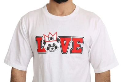 Pre-owned Dolce & Gabbana Dolce&gabbana Men White T-shirt Cotton Panda Print Crew Neck Oversized Top It 44