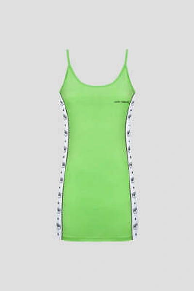 Pre-owned Chiara Ferragni Original  Eye Dress For Women Side Brand Stripe In Green
