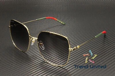Pre-owned Gucci Gg1195sk 001 Butterfly Metal Gold Grey 59 Mm Women's Sunglasses In Gray