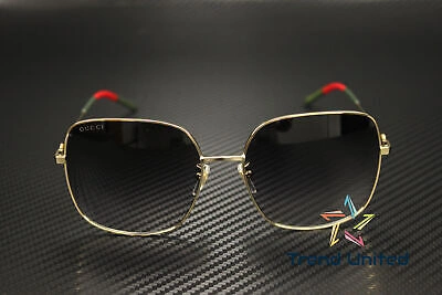 Pre-owned Gucci Gg1195sk 001 Butterfly Metal Gold Grey 59 Mm Women's Sunglasses In Gray