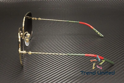 Pre-owned Gucci Gg1195sk 001 Butterfly Metal Gold Grey 59 Mm Women's Sunglasses In Gray