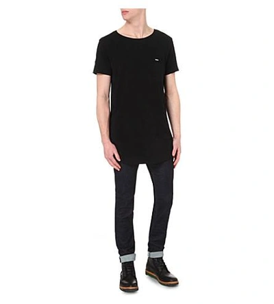 Shop Diesel T-longer Cotton-jersey T-shirt In Black