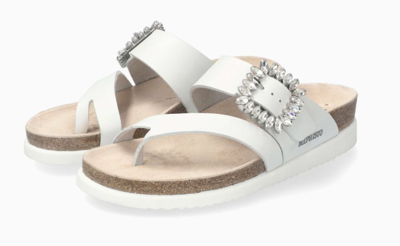 Pre-owned Mephisto Hambre White Waxy W Rhinestones Slide Sandal Women's Sizes 35-42