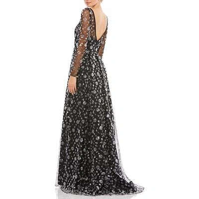 Pre-owned Mac Duggal Womens Black Floral Open Back Formal Evening Dress Gown 10 Bhfo 6281