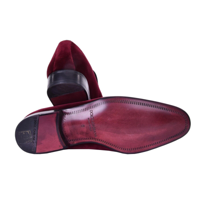 Pre-owned Dolce & Gabbana Velvet Loafer Shoes Venezia Red 40 Us 7 Uk 6 08042