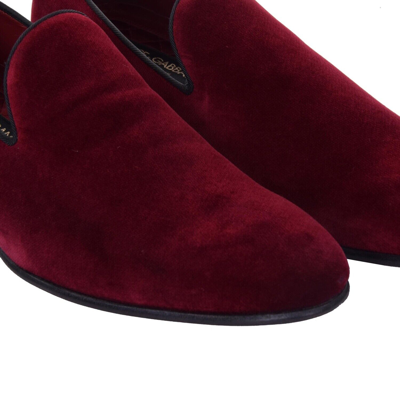 Pre-owned Dolce & Gabbana Velvet Loafer Shoes Venezia Red 40 Us 7 Uk 6 08042