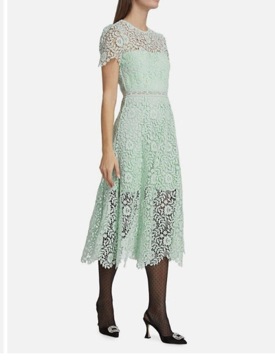 Pre-owned Self-portrait 100% Authentic  Rose Lace Midi Dress Us0,2,4,6,8 In Green