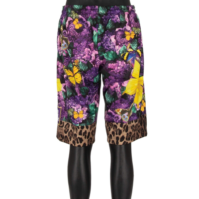 Pre-owned Dolce & Gabbana X Dj Khaled Sweatshorts Shorts Butterfly Leopard Purple 11370