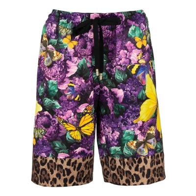 Pre-owned Dolce & Gabbana X Dj Khaled Sweatshorts Shorts Butterfly Leopard Purple 11370