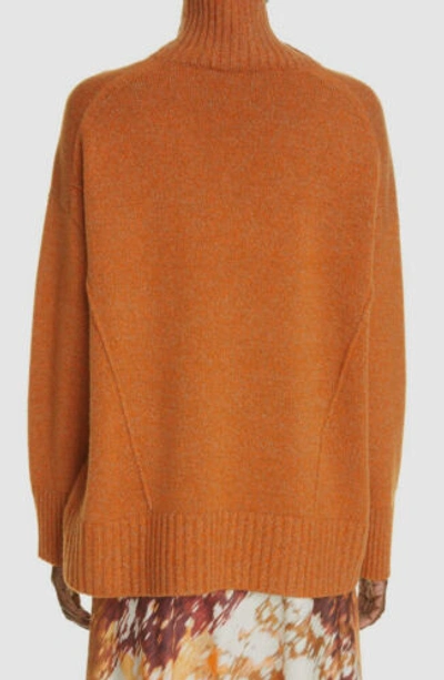 Pre-owned Lafayette 148 $998  Women's Orange Cashmere Ribbed Turtleneck Sweater Size M