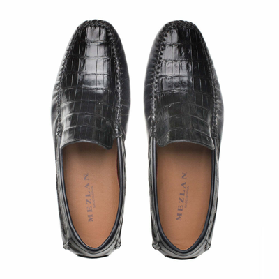 Pre-owned Mezlan Dress Shoes Genuine Crocodile Leather Loafer Driving Moccasin Black