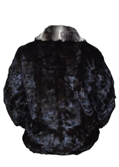 Pre-owned Handmade Man's Brown Real Mink Fur Bomber Jacket Coat All Sizes Rex Rabbit Fur Collar In Black Brown
