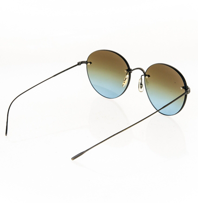 Pre-owned Oliver Peoples Coliena Ov1264s Bronze Azure Brown Rimless Metal Sunglasses 1264 In Blue