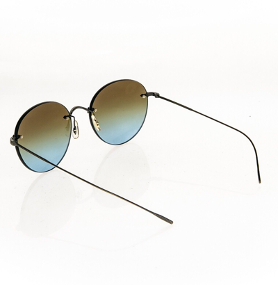 Pre-owned Oliver Peoples Coliena Ov1264s Bronze Azure Brown Rimless Metal Sunglasses 1264 In Blue