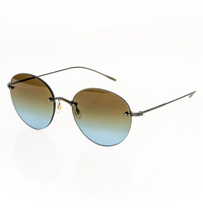 Pre-owned Oliver Peoples Coliena Ov1264s Bronze Azure Brown Rimless Metal Sunglasses 1264 In Blue