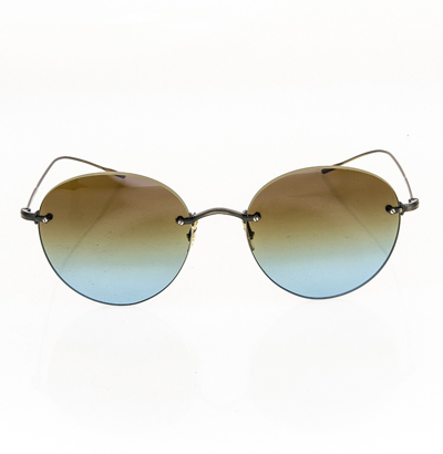 Pre-owned Oliver Peoples Coliena Ov1264s Bronze Azure Brown Rimless Metal Sunglasses 1264 In Blue