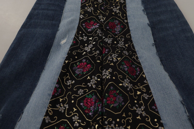 Pre-owned Dolce & Gabbana Jeans Patchwork Dg Fashion Wide Leg Denim It38/us4/xs 1900usd In Blue