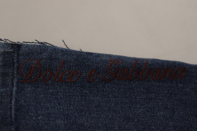 Pre-owned Dolce & Gabbana Jeans Patchwork Dg Fashion Wide Leg Denim It38/us4/xs 1900usd In Blue