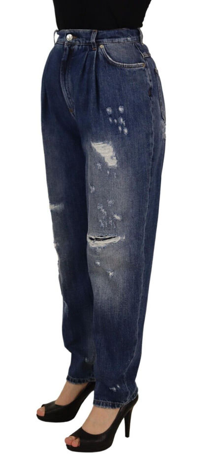 Pre-owned Dolce & Gabbana Jeans Blue Washed High Waist Loose Fit Pants It40/us6/s 1100usd