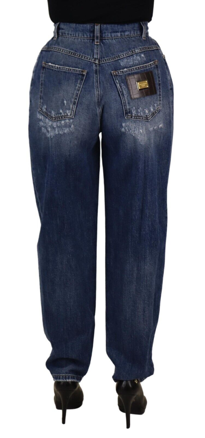 Pre-owned Dolce & Gabbana Jeans Blue Washed High Waist Loose Fit Pants It40/us6/s 1100usd
