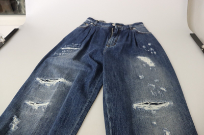 Pre-owned Dolce & Gabbana Jeans Blue Washed High Waist Loose Fit Pants It40/us6/s 1100usd