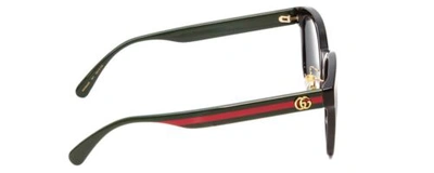 Pre-owned Gucci Gg0854sk Ladies Cateye Sunglasses Black Red Green/grey Smoke Gradient 56mm In Multicolor