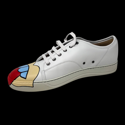 Pre-owned Lanvin Nwb Men's  Dbb1 Painted Sneaker, Size 8, White