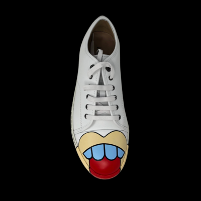 Pre-owned Lanvin Nwb Men's  Dbb1 Painted Sneaker, Size 8, White