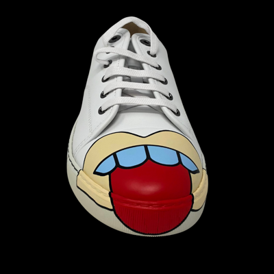 Pre-owned Lanvin Nwb Men's  Dbb1 Painted Sneaker, Size 8, White