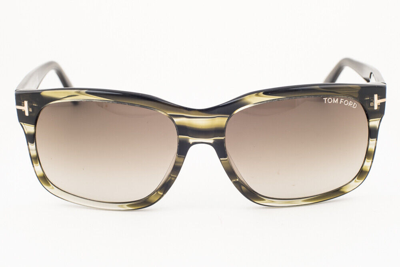 Pre-owned Tom Ford Barbara Striped Green / Gray Gradient Sunglasses Tf376 98k 58mm