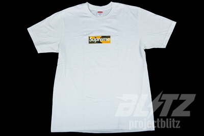 Pre-owned Supreme Brooklyn Box Logo Tee White M L Fw17 T-shirt Yellow Camo