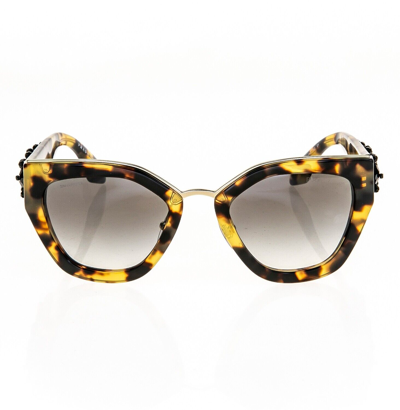 Pre-owned Prada Ornate 10t Bead Embellishment Pr10ts Blonde Havana Runway Cat Sunglasses In Gray