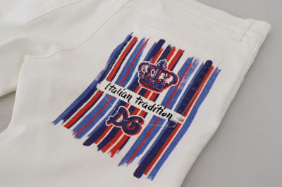Pre-owned Dolce & Gabbana Jeans White Slim Skinny Stretch Cotton Denim It46 / W32 Rrp $800