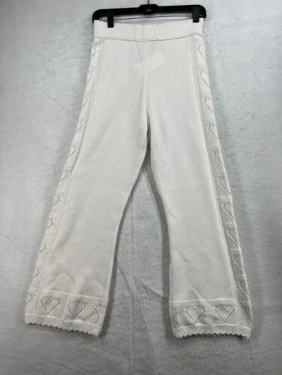 Pre-owned Free People Love Shack Fancy Toro Pants Size Large True White Patch Pointelle