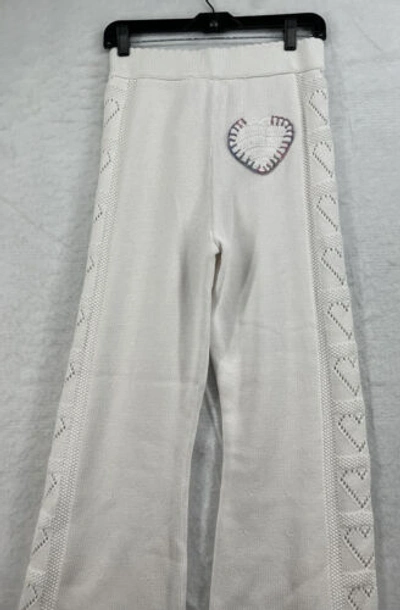Pre-owned Free People Love Shack Fancy Toro Pants Size Large True White Patch Pointelle